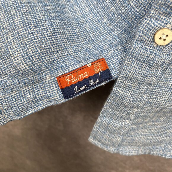 FAHERTY Palma 100% Linen Shirt Mens XL Blue Short Sleeve Casual Preppy Outdoors - Picture 4 of 10